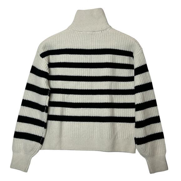 Everlane The Felted Merino Half-Zip Sweater Black/Bone Women XXS NWT Chunky Rib - Picture 6 of 13